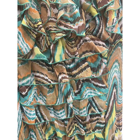 Jerry. T woman's ruffled layered stretch dress multi‎ colored Medium - Picture 3 of 7